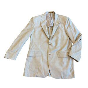 Robert Talbott Grey White Checker Print Blazer Jacket Sport Coat Size 40R Men's